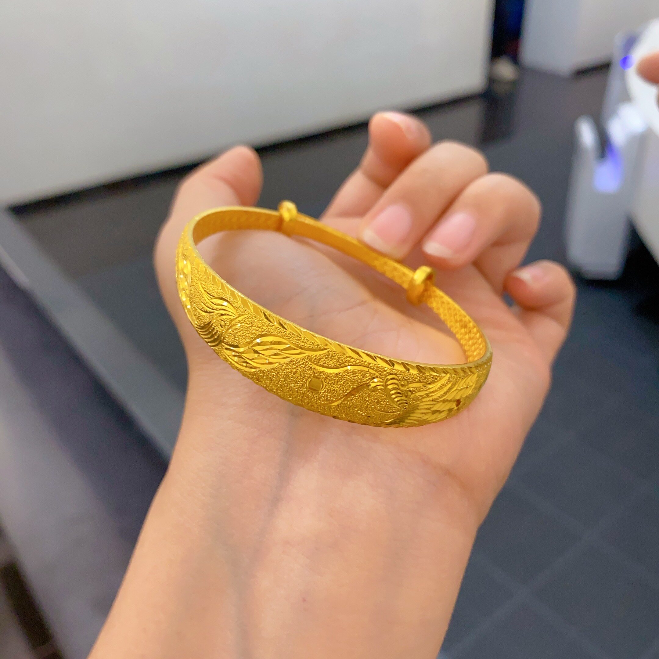 金包银手镯女龙凤呈祥推拉手镯宽面实心小众不掉色妈妈镯子送礼物
