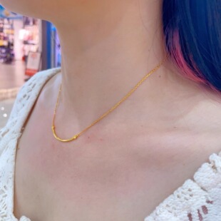 金包银项链女微笑锁骨链5G真金链子新款百搭套链素链送女朋友礼物