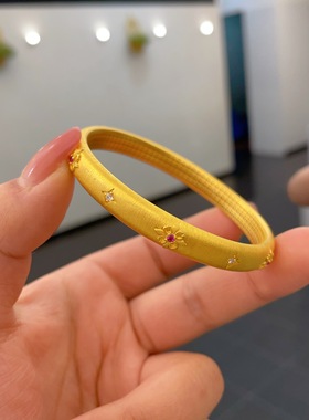 黄金包银红宝石十字手镯高定