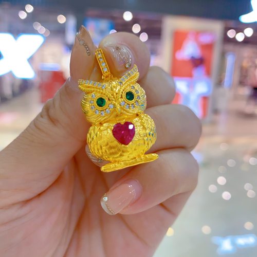 金包银吊坠镶嵌款猫头鹰挂坠