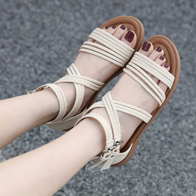 拉链大码仙女风细带组合包后跟