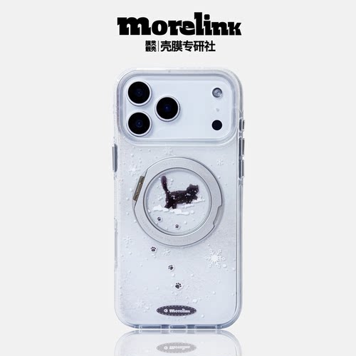Morelink｜原创新款ins冬日简约可爱雪地猫咪适用于17promax手机壳iPhone16/15promax清新可爱17p/保护套防摔
