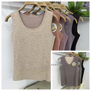 庄泰7215羊绒蚕丝情侣保暖背心发热磨绒前后贴片加厚无痕保暖上衣