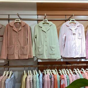 24年秋冬胜景新品睡衣双层夹棉家居服套装情侣款翻领开衫外穿睡衣