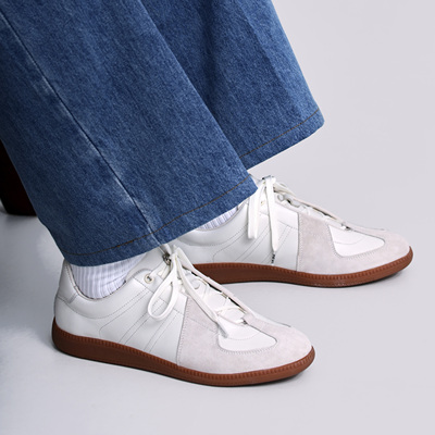 ZEYIMAKE壹植德训鞋男款百搭柔软真皮日系平底运动复古夏季休闲鞋