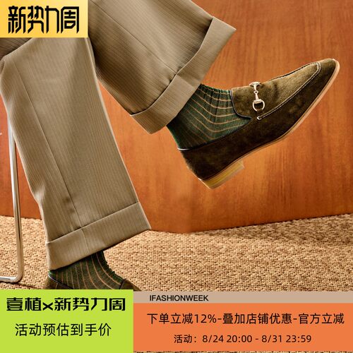 ZEYIMAKE壹植鞋履乐福鞋马衔扣男士豆豆鞋翻毛皮一脚蹬懒人皮鞋
