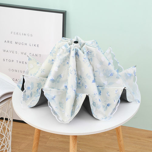 蕾丝太阳伞双层防晒黑胶