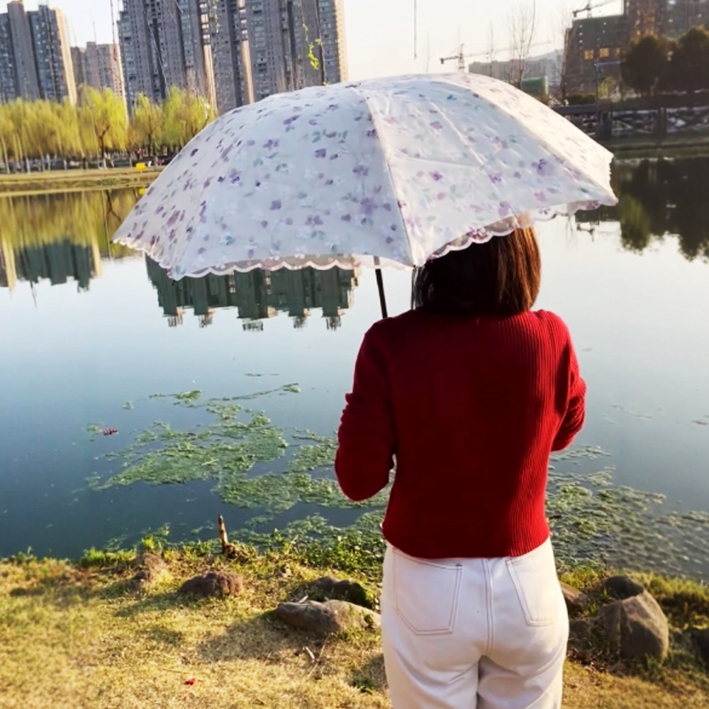 蕾丝伞双层花边伞遮阳伞黑胶防晒防紫外线折叠晴洋伞小清新太阳伞