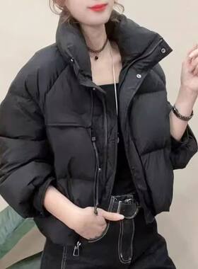 2025立领羽绒服女抽绳冬季新款韩版减龄小个子白鸭绒保暖外套棉服