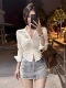 上衣春季 纯欲风白色jk收腰衬衫 修身 短款 女长袖 辣妹制服衬衣基础款