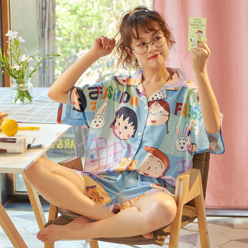 3睡衣女士冰丝夏季短袖薄款网红爆款2021年新款套装可爱丝绸家居服