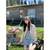 aaaaxbbb 领宽松春秋外套 上衣韩系衬衫 费尔蒙德 米色木扣夹克长袖