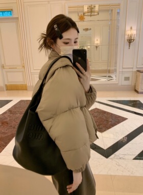 aaaaxbbb 蜜桃latte 两穿可拆卸短款羽绒服女冬季面包服百搭外套