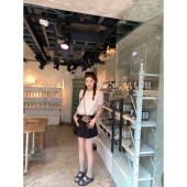 aaaaxbbb 费城春假 两件套套组压褶A字裙叠穿口袋花边黑色短裙夏