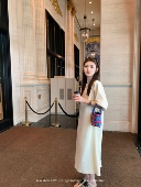 aaaaxbbb 连衣裙宽松舒适圆领休闲度假风裙子女夏季 特德堡 泡泡袖