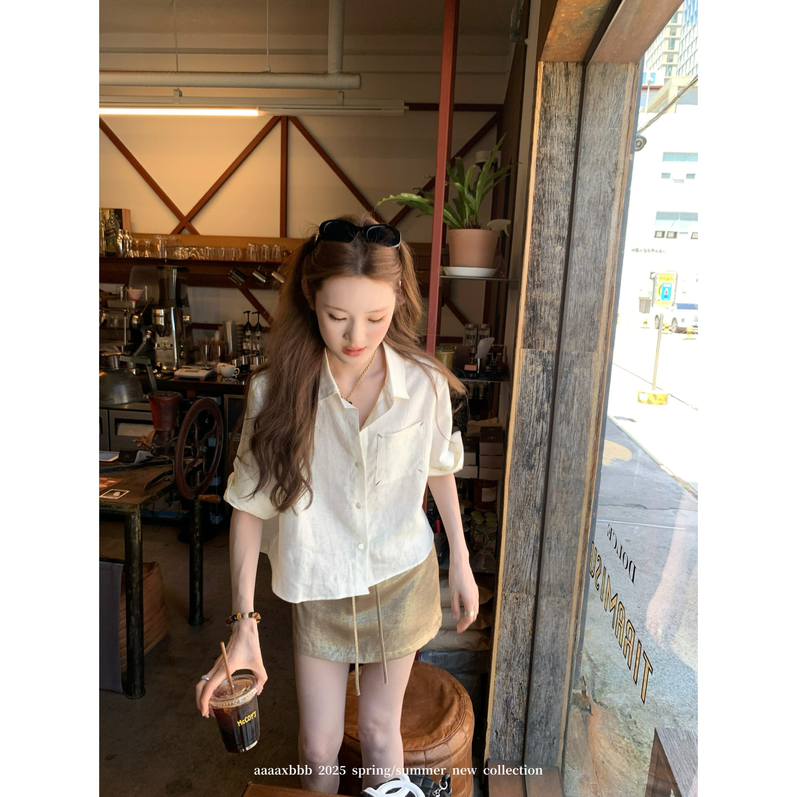 aaaaxbbb鎏金假两件短裙百搭