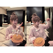 千金感小香羊毛针织开衫 aaaaxbbb 莓果缇苏 百搭温柔风毛衣内搭女