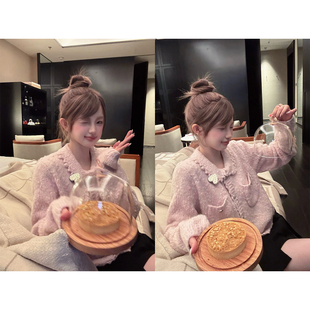 aaaaxbbb 莓果缇苏 千金感小香羊毛针织开衫百搭温柔风毛衣内搭女