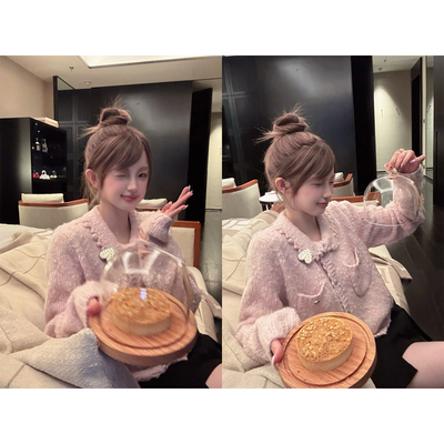 aaaaxbbb千金感羊毛针织开衫