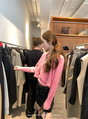 aaaaxbbb 清潭洞欧尼 两色开衫套装V领吊带背心百搭针织外套女秋