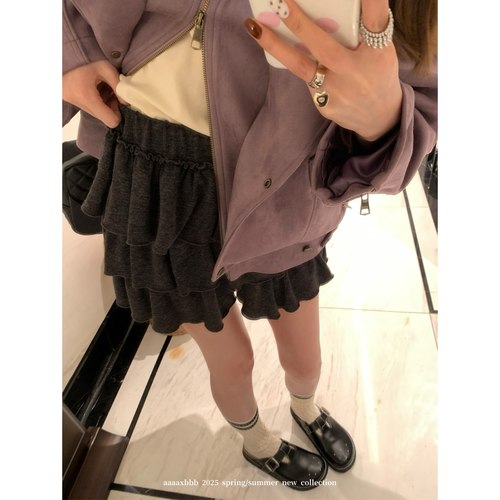 aaaaxbbb蛋糕裙裤花边半身裙松紧