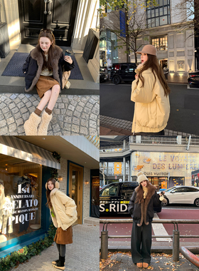 aaaaxbbb 飞行周末 狐狸毛领派克服白鸭绒羽绒服秋冬保暖上衣外套