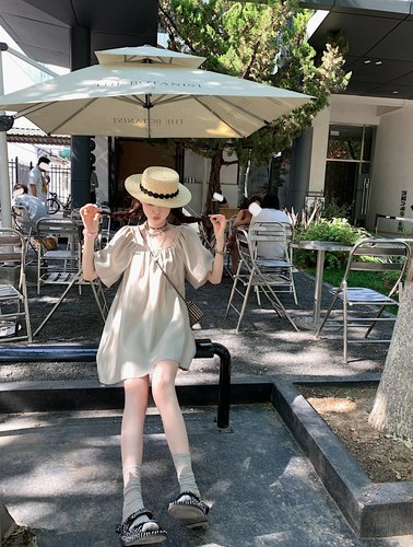 长短两版休闲微妙光泽感连衣裙