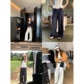 Espresso Block 水洗牛仔棉长裤 aaaaxbbb 宽松水洗老钱风休闲裤 女