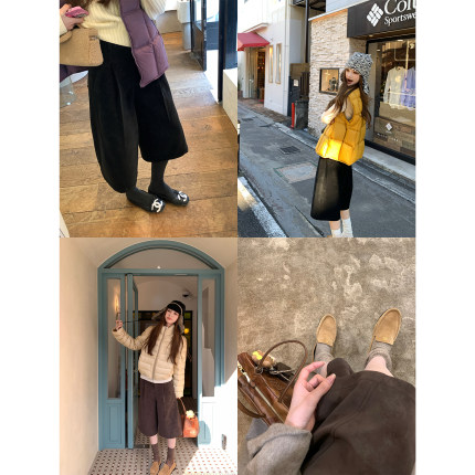 aaaaxbbb 帕拉蒂画廊 两色时髦皮裤宽松直筒中裤经典百搭休闲裤女