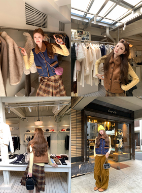 aaaaxbbb 海布拉山脉 两色皮毛一体麂皮马甲翻领无袖叠穿背心上衣