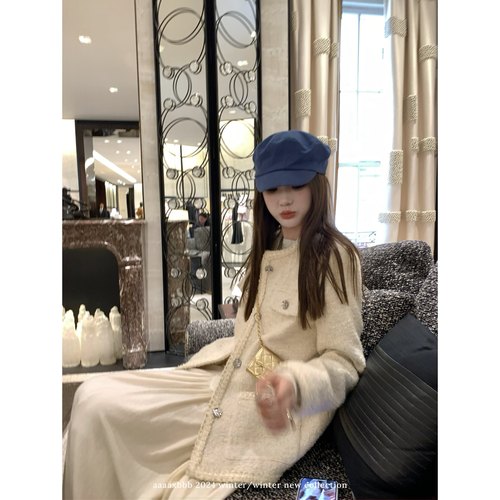 aaaaxbbb白色小香风外套上衣秋冬