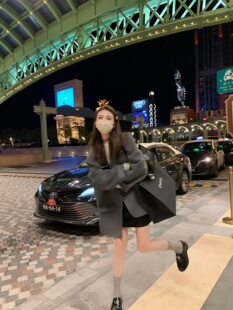 大衣 廓形全手工羊毛双面尼外套女秋冬短款 aaaaxbbb 英伦素描氛围