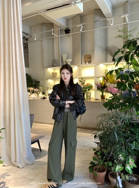 aaaaxbbb Maple St.枫树街长款宽松休闲卫裤高腰百搭口袋两色长裤