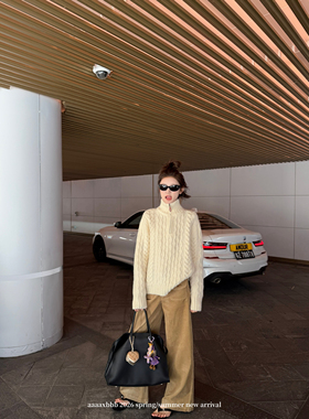 aaaaxbbb 伦敦diary 两色韩系显瘦直筒裤宽松全棉灯芯绒长裤新款