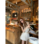 短裤 aaaaxbbb 女 白色花苞短裙裤 显瘦设计感休闲裤 玫瑰tequila 黑