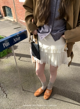 aaaaxbbb 京都竹露 两色飘飘短裙压皱打揽显瘦修身弹力百搭半身裙