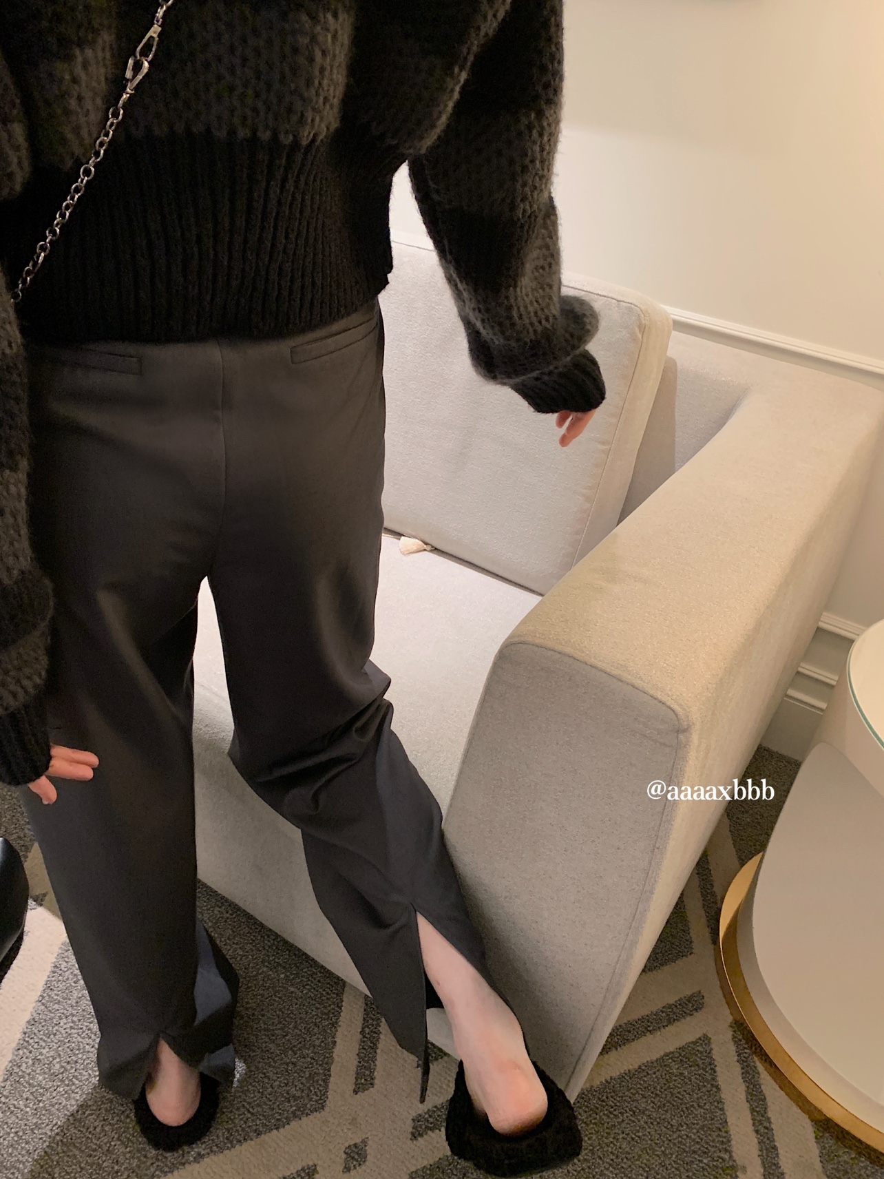 灰色街头休闲拖地裤直筒阔腿