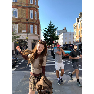 aaaaxbbb 蓝调黄昏 韩系羊毛针织两件套两色叠穿打底衫上衣女秋冬