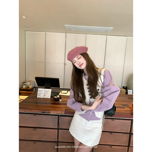 aaaaxbbb设计感马甲花边衬衫短裙