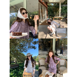 苎麻镂空娃娃领衬衫 春天 设计感花边短裙两件套女 苏莉 aaaaxbbb