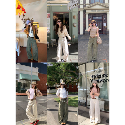 aaaaxbbb新宿vintage100棉工装裤