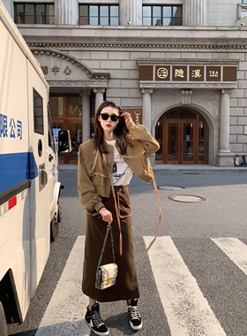 aaaaxbbb a的私服！ 两色remake风半身长裙气质直筒裙女2023新款