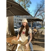 布洛妮娅手信 五角星印花t恤修身 短袖 aaaaxbbb 短款 设计感上衣女