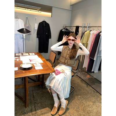 aaaaxbbb两色天丝亚麻纱裙半身裙