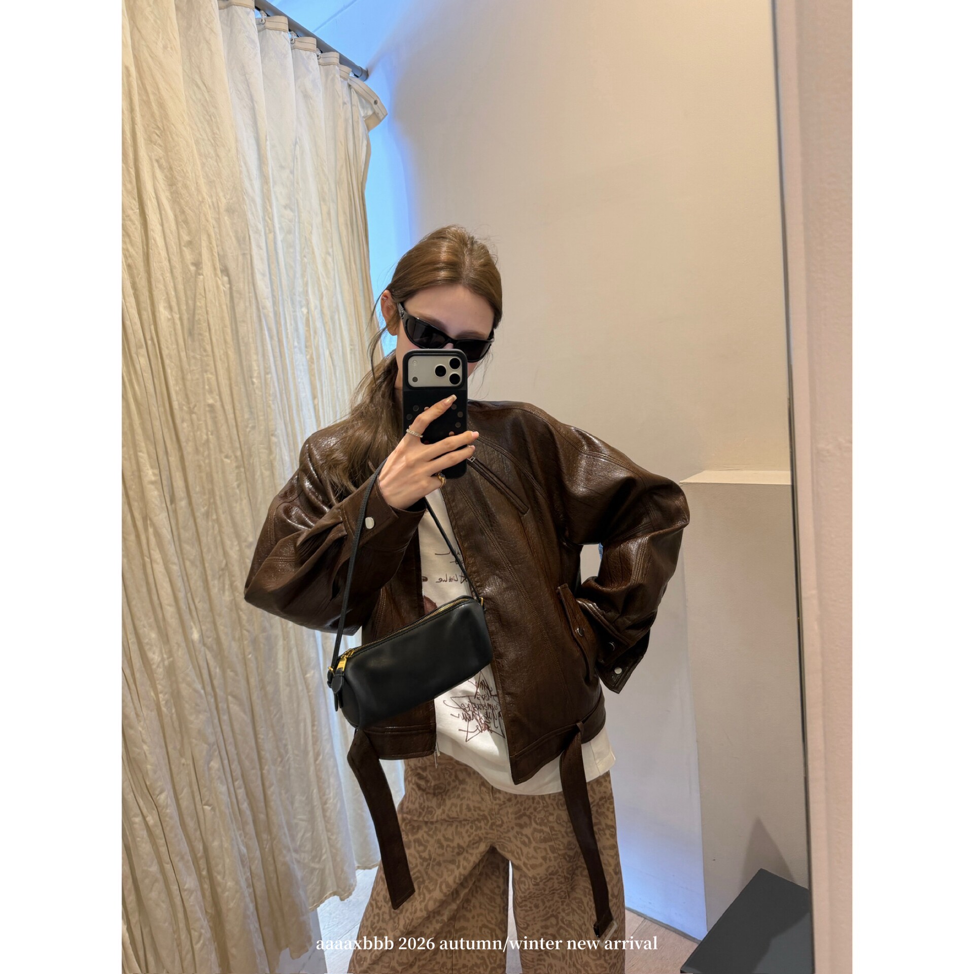 aaaaxbbb 塞拉菲荒原 复古皮衣外套女秋季宽松高级感机车夹克上衣