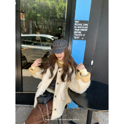 aaaaxbbb白色毛毛大衣外套