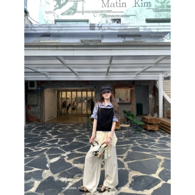 aaaaxbbb花边天丝亚麻拖地裤