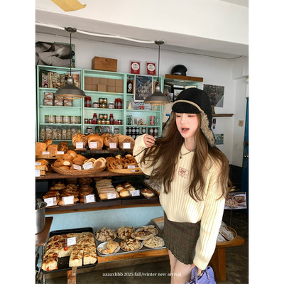 aaaaxbbb小天使刺绣羊毛毛衣