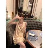 aaaaxbbb 质感短裙夏 手工蝴蝶结背心裙连衣裙无袖 轻焙茶枝 轻中式