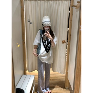 aaaaxbbb 霍尔顿庄园 纯棉碎花微喇裤韩系百搭松紧腰阔腿休闲长裤